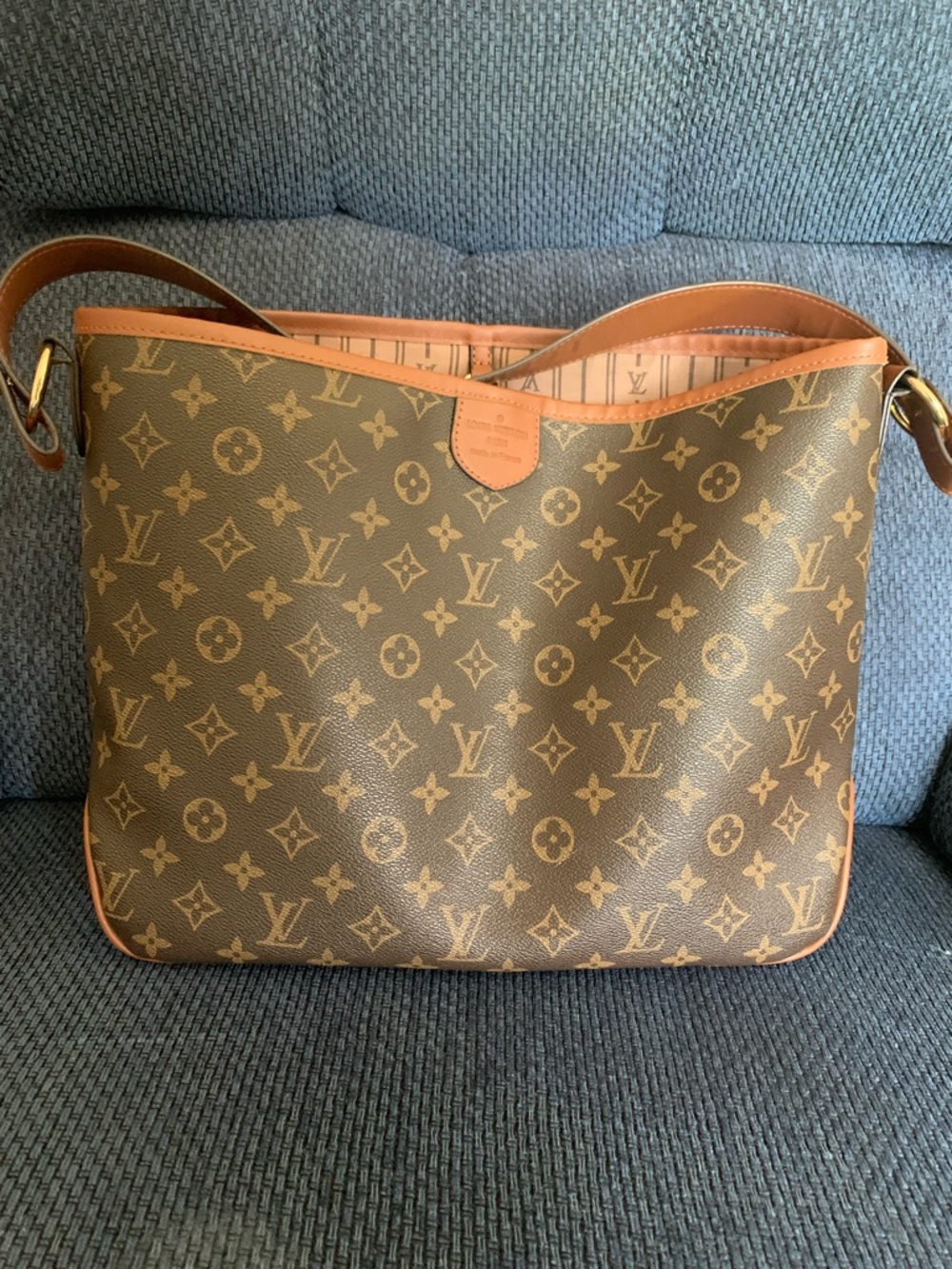 Inspired Brown Monogram Canvas Shoulder Bag with Tan Trim